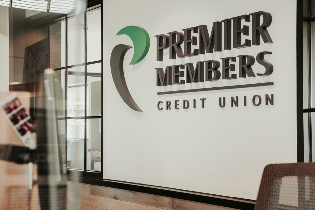 Credit union sign on a wall